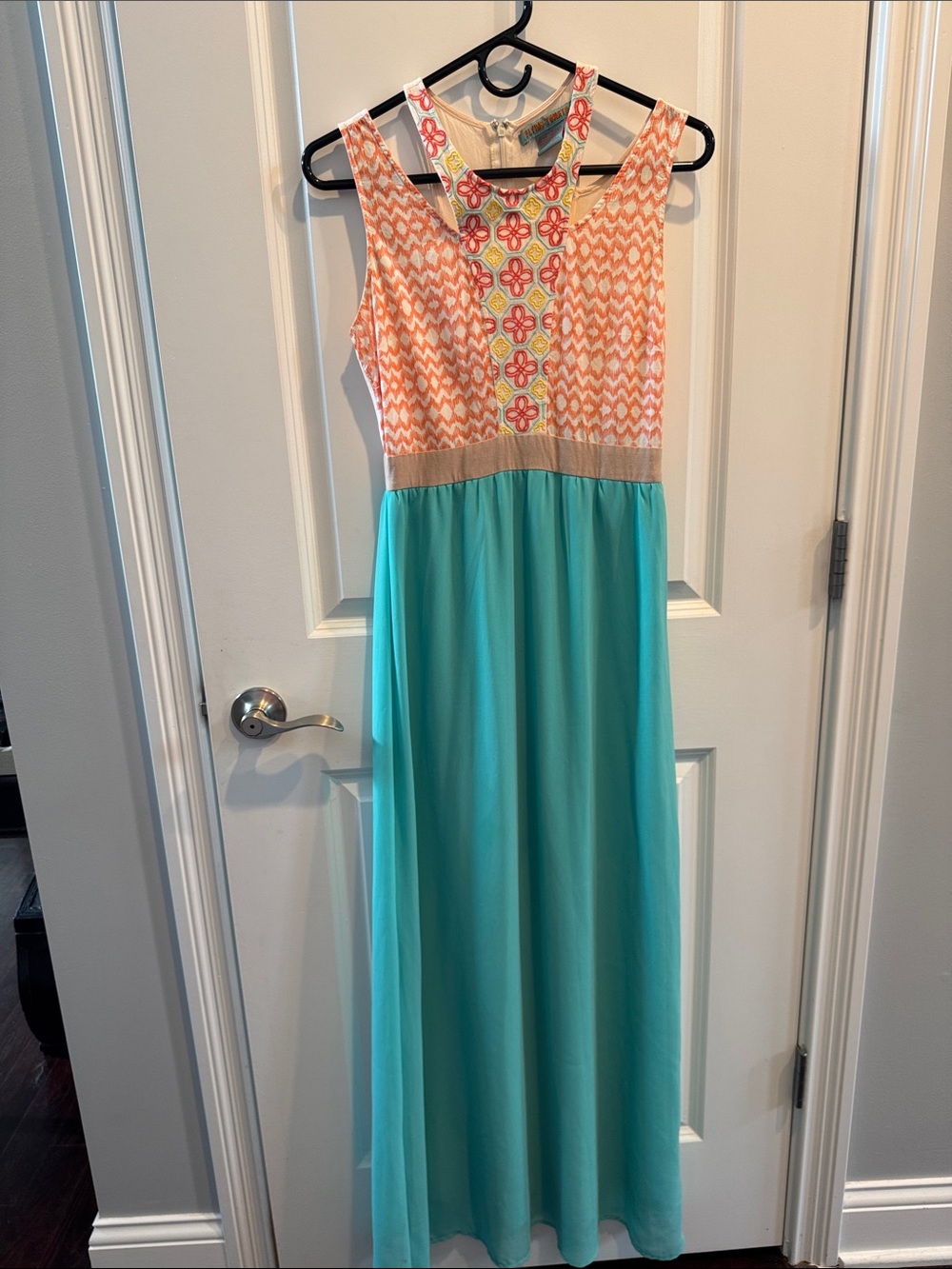 Flying Tomato Embroidered Floral Tank with Coral, Aqua & Yellow